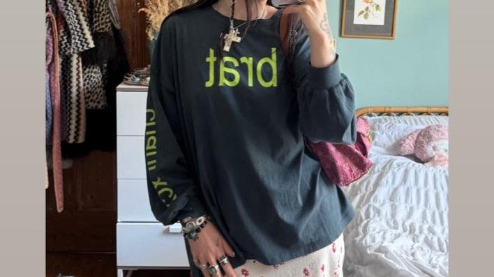 Sarah Louise Thomas in our Daydreamer BRAT Tee - Spoiled Brat