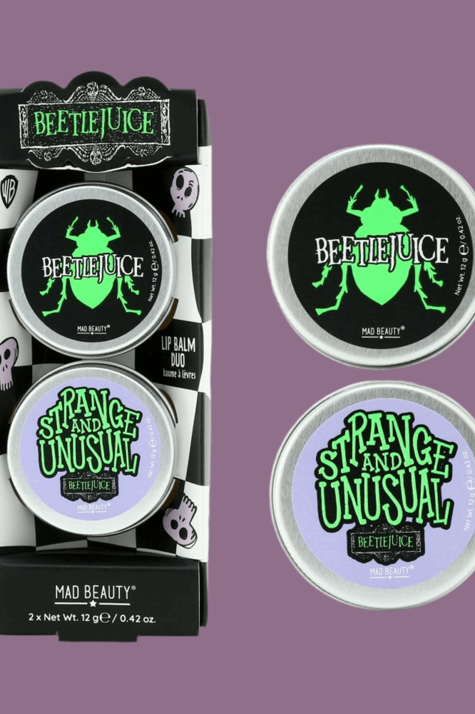 Warner Brothers Beetlejuice Lip Balm Duo Lip Balm by Mad Beauty as seen on celebrities