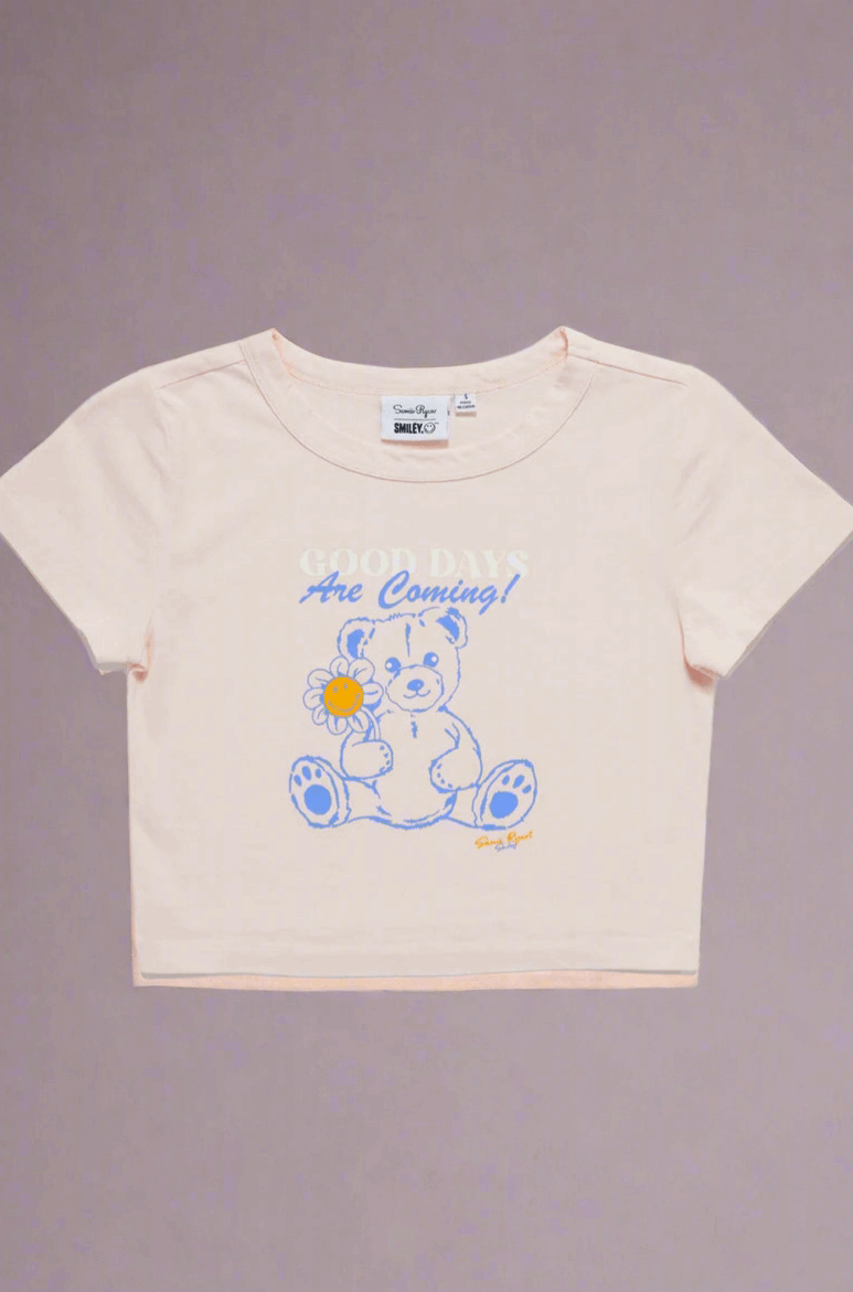 Samii Ryan x Smileyworld® Good Days Baby Tee T-Shirt by Samii Ryan as seen on celebrities