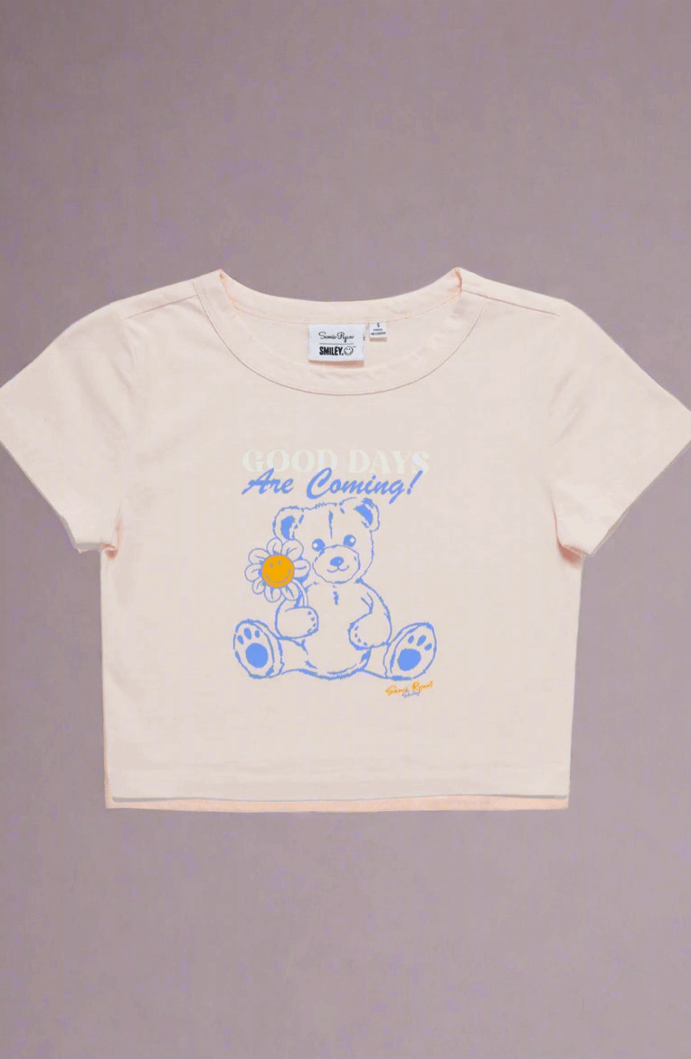 Samii Ryan x Smileyworld® Good Days Baby Tee T-Shirt by Samii Ryan as seen on celebrities