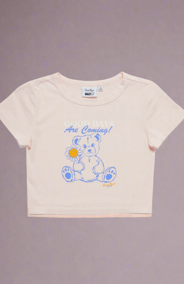 Samii Ryan x Smileyworld® Good Days Baby Tee T-Shirt by Samii Ryan as seen on celebrities