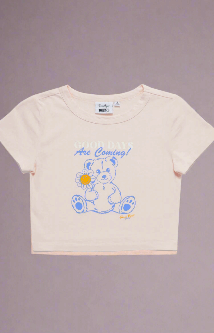 Samii Ryan x Smileyworld® Good Days Baby Tee T-Shirt by Samii Ryan as seen on celebrities