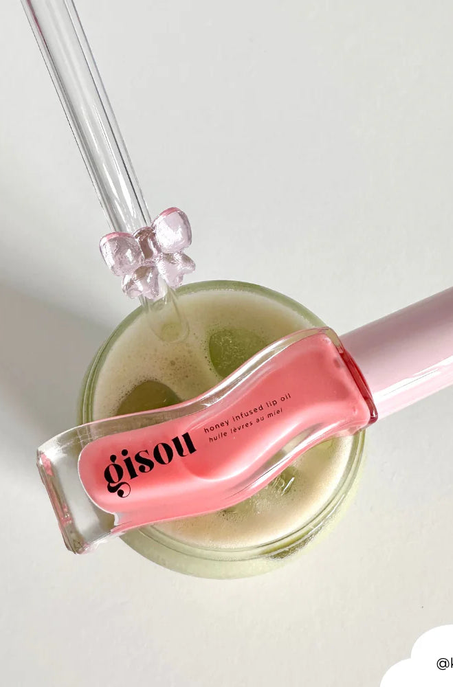 Coconut Lane Glass Straw with Pink Bows Straws by Coconut Lane as seen on celebrities