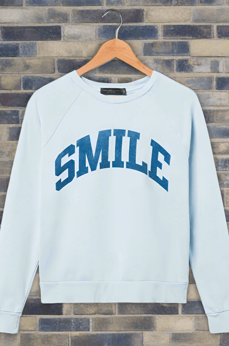 Junk Food Womens Smile Vintage Raglan Pullover T-Shirt by Junk Food as seen on celebrities