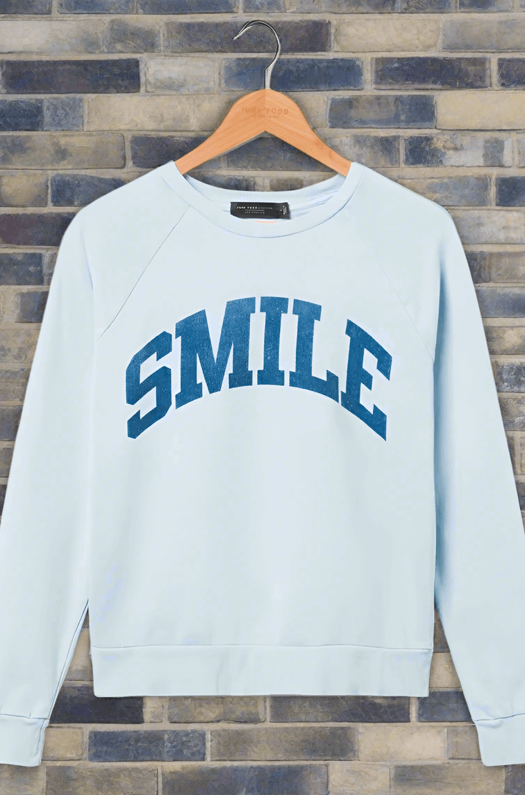 Junk Food Womens Smile Vintage Raglan Pullover T-Shirt by Junk Food as seen on celebrities