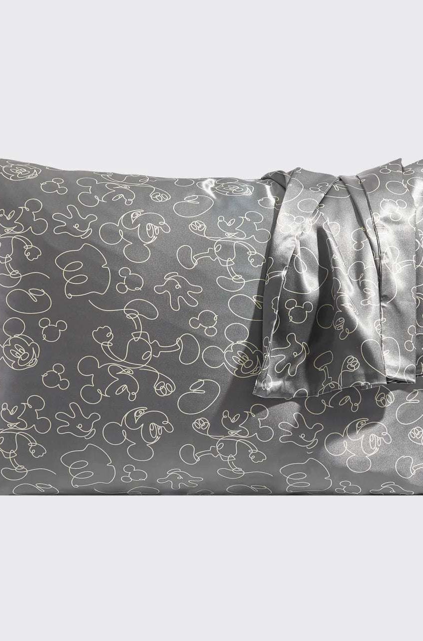 Kitsch & Mickey and Minnie Satin Pillowcase Standard Mickey Magic - Charcoal Pillow by Kitsch as seen on celebrities