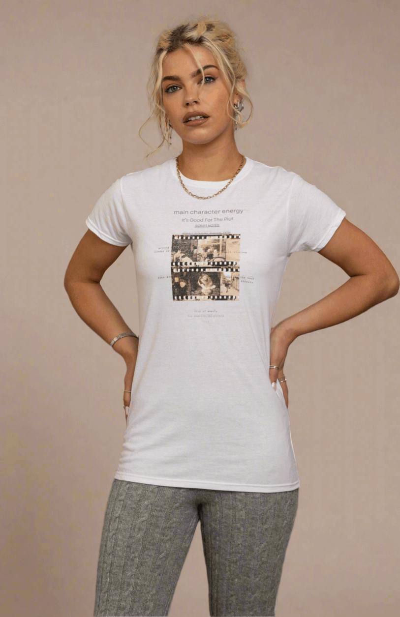 Daisy Street Main Character Energy Photo Negative Tee T-Shirts by Daisy Street as seen on celebrities
