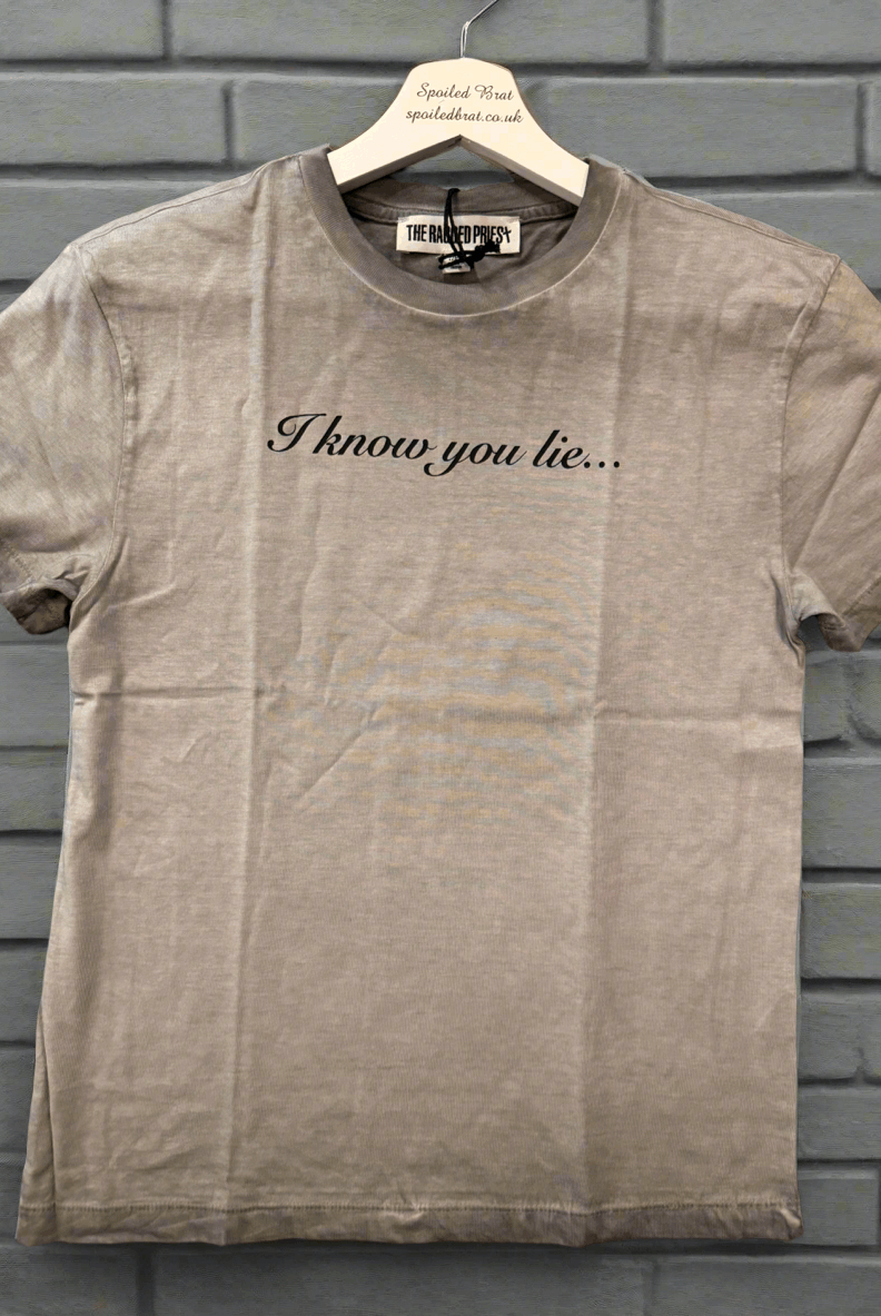 The Ragged Priest Liar Slogan Tee T-Shirt by The Ragged Priest as seen on celebrities