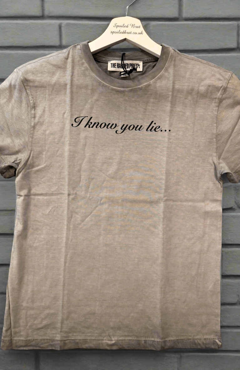 The Ragged Priest Liar Slogan Tee T-Shirt by The Ragged Priest as seen on celebrities