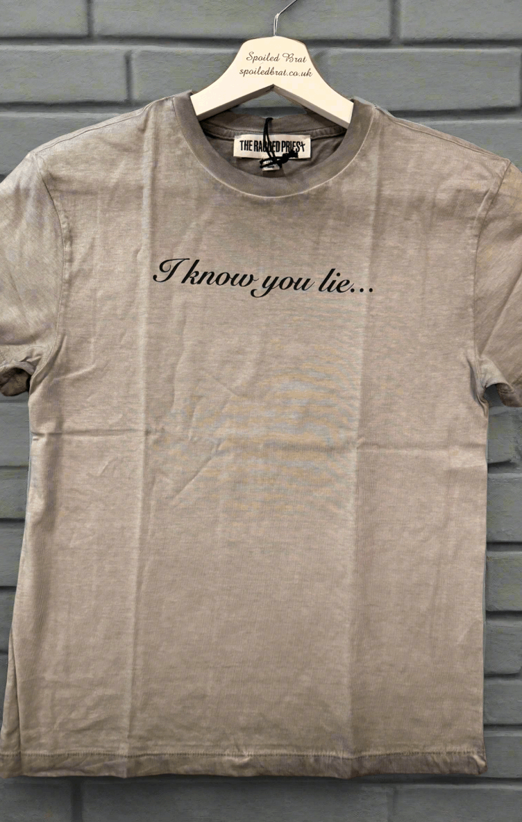 The Ragged Priest Liar Slogan Tee T-Shirt by The Ragged Priest as seen on celebrities