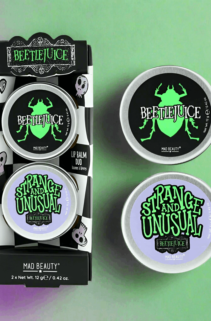 Warner Brothers Beetlejuice Lip Balm Duo Lip Balm by Mad Beauty as seen on celebrities