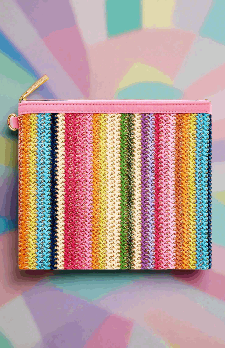 Packed Party Bring On The Fun Luxe Woven Rainbow Everything Pouch Bag Clutch Bag by Packed Party as seen on celebrities