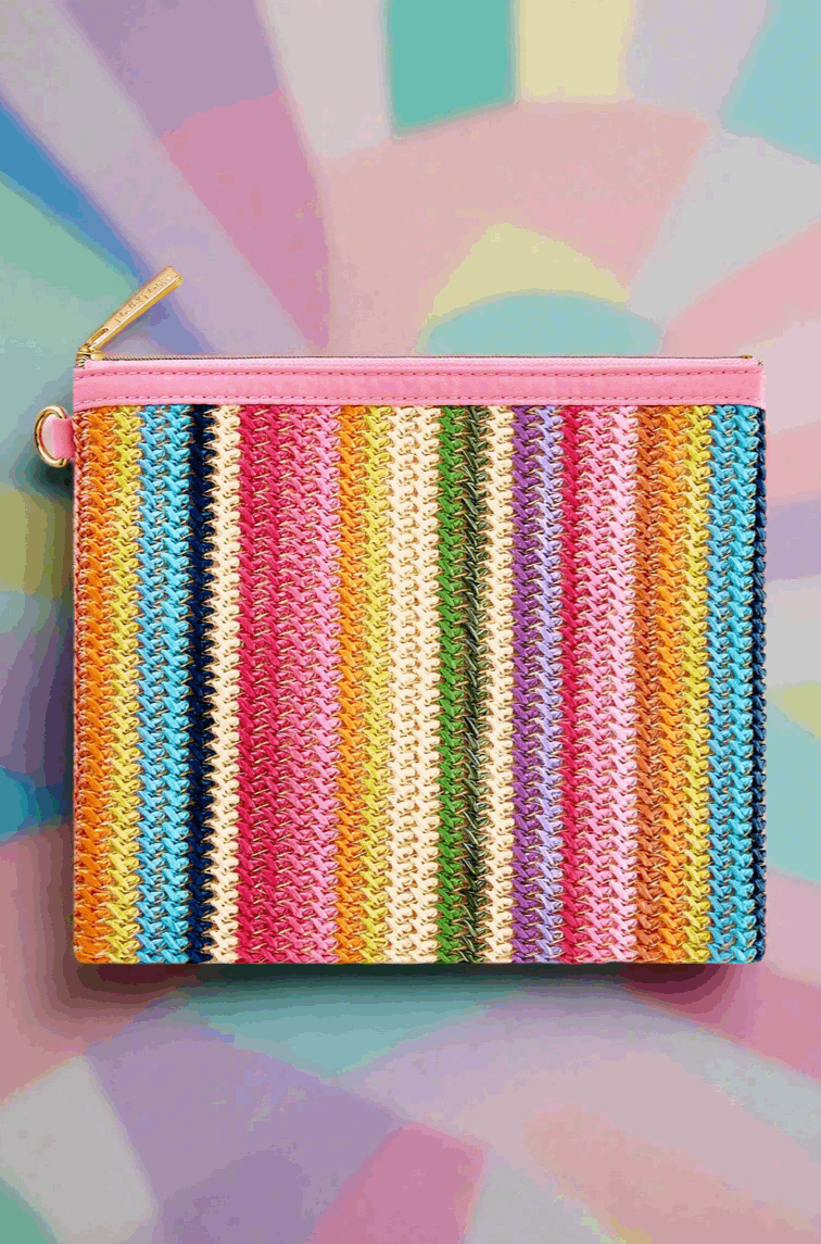 Packed Party Bring On The Fun Luxe Woven Rainbow Everything Pouch Bag Clutch Bag by Packed Party as seen on celebrities