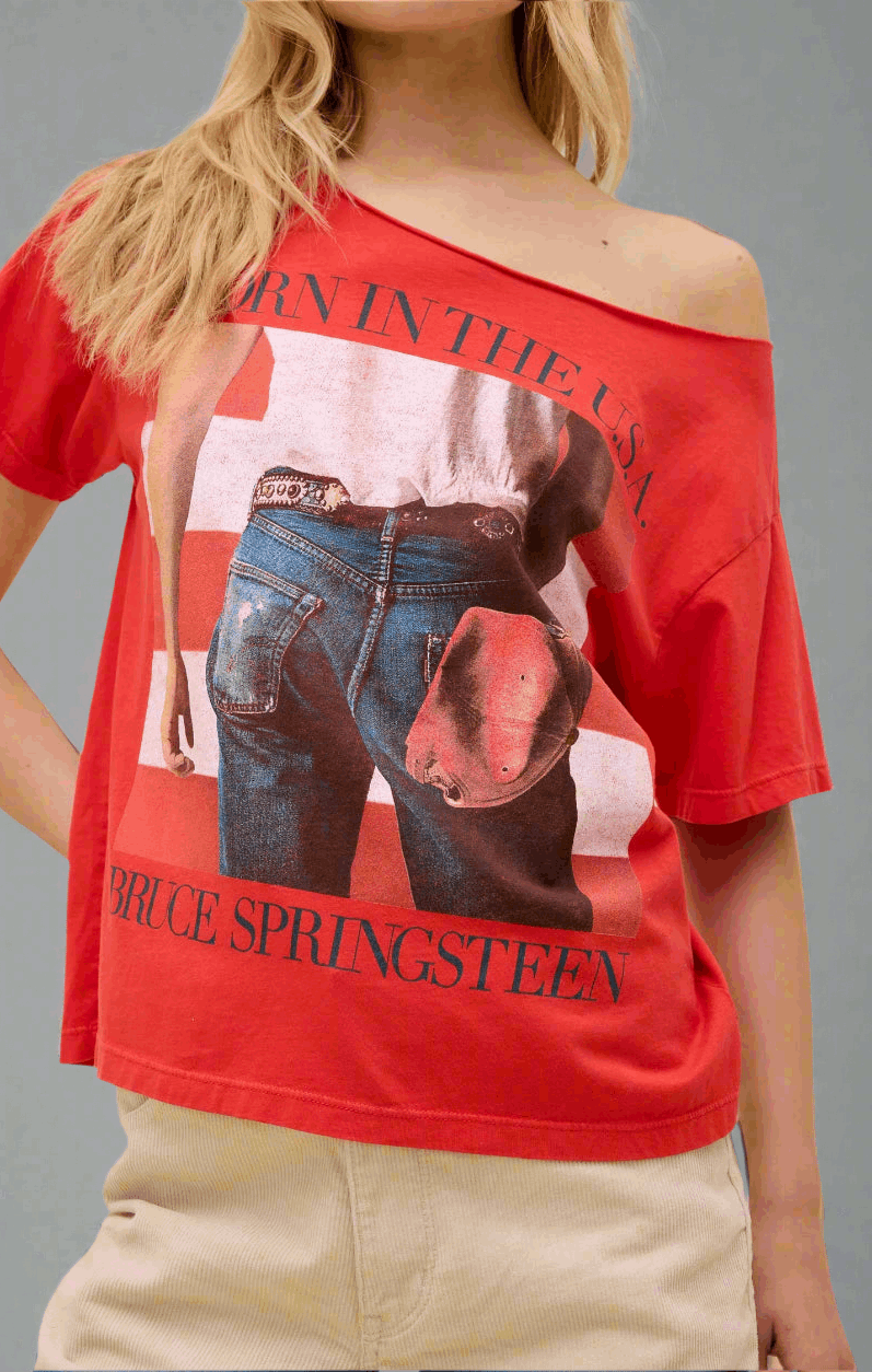 Daydreamer LA Bruce Springsteen Americana Off The Shoulder Tee T-Shirt by Daydreamer LA as seen on celebrities