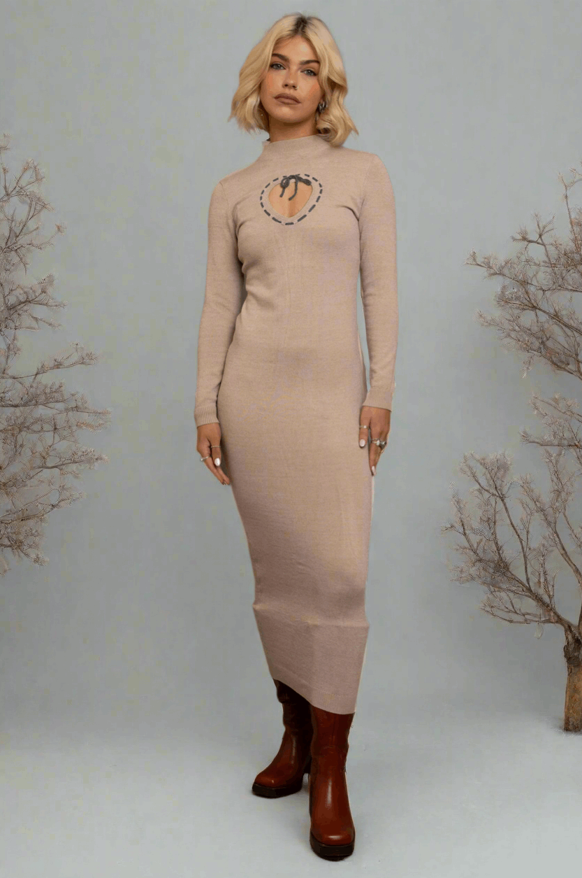 Daisy Street Cream Heart Cutout Midaxi Dress Maxi Dress by Daisy Street as seen on celebrities