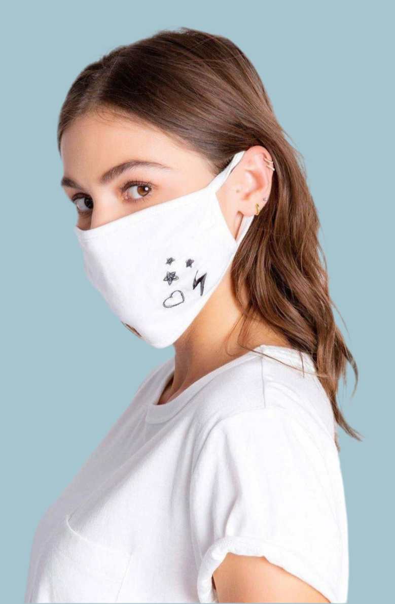 PJ Salvage Ivory Face Mask with Stars & Hearts Face Mask by PJ Salvage as seen on celebrities