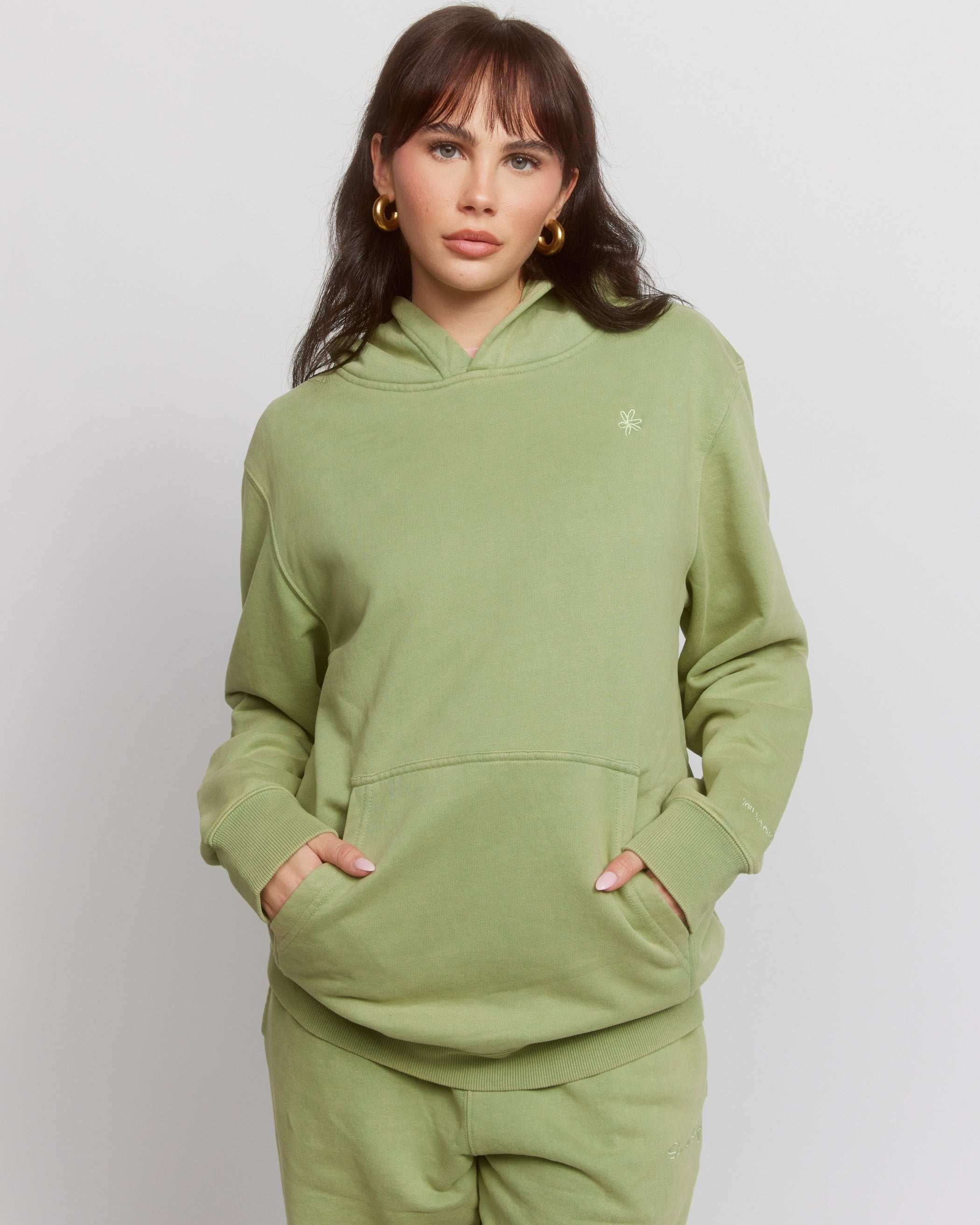Samii Ryan Olive Hoodie Hooded Sweatshirt by Samii Ryan as seen on celebrities