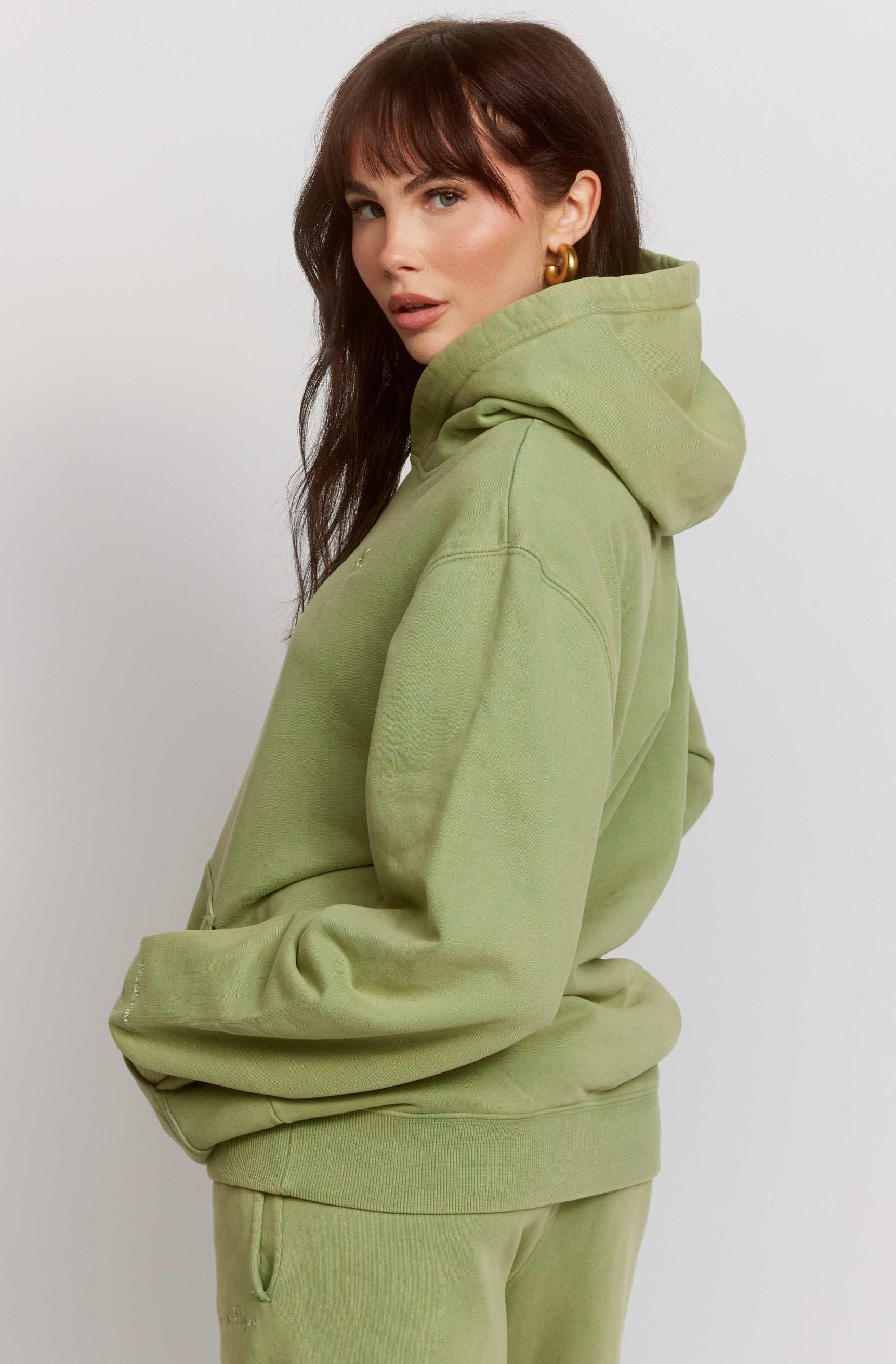Samii Ryan Olive Hoodie Hooded Sweatshirt by Samii Ryan as seen on celebrities