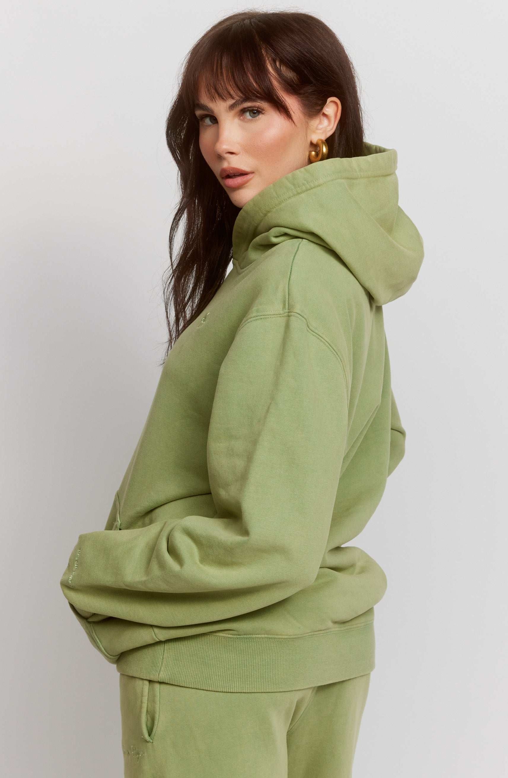 Samii Ryan Olive Hoodie Hooded Sweatshirt by Samii Ryan as seen on celebrities