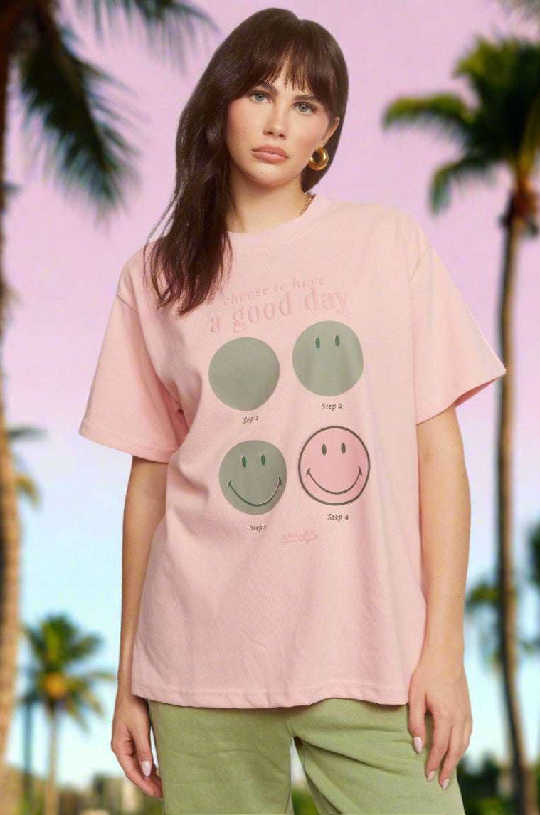 Samii Ryan Smiley® Good Day Oversized Tee T-Shirts by Samii Ryan as seen on celebrities