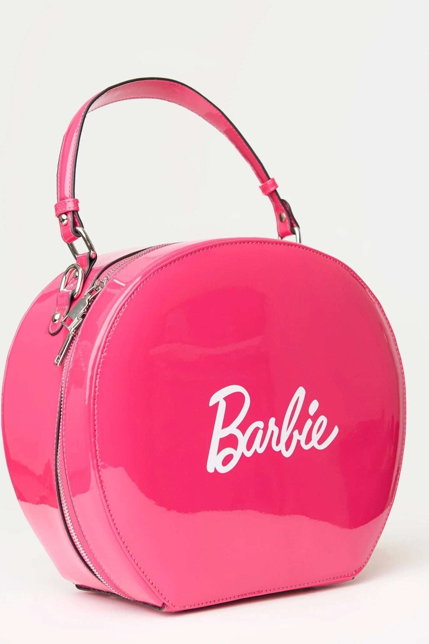 Barbie X Unique Vintage 1950s Pink Leatherette Commuter Set Circle Bag Cross Body Bag by Unique Vintage as seen on celebrities