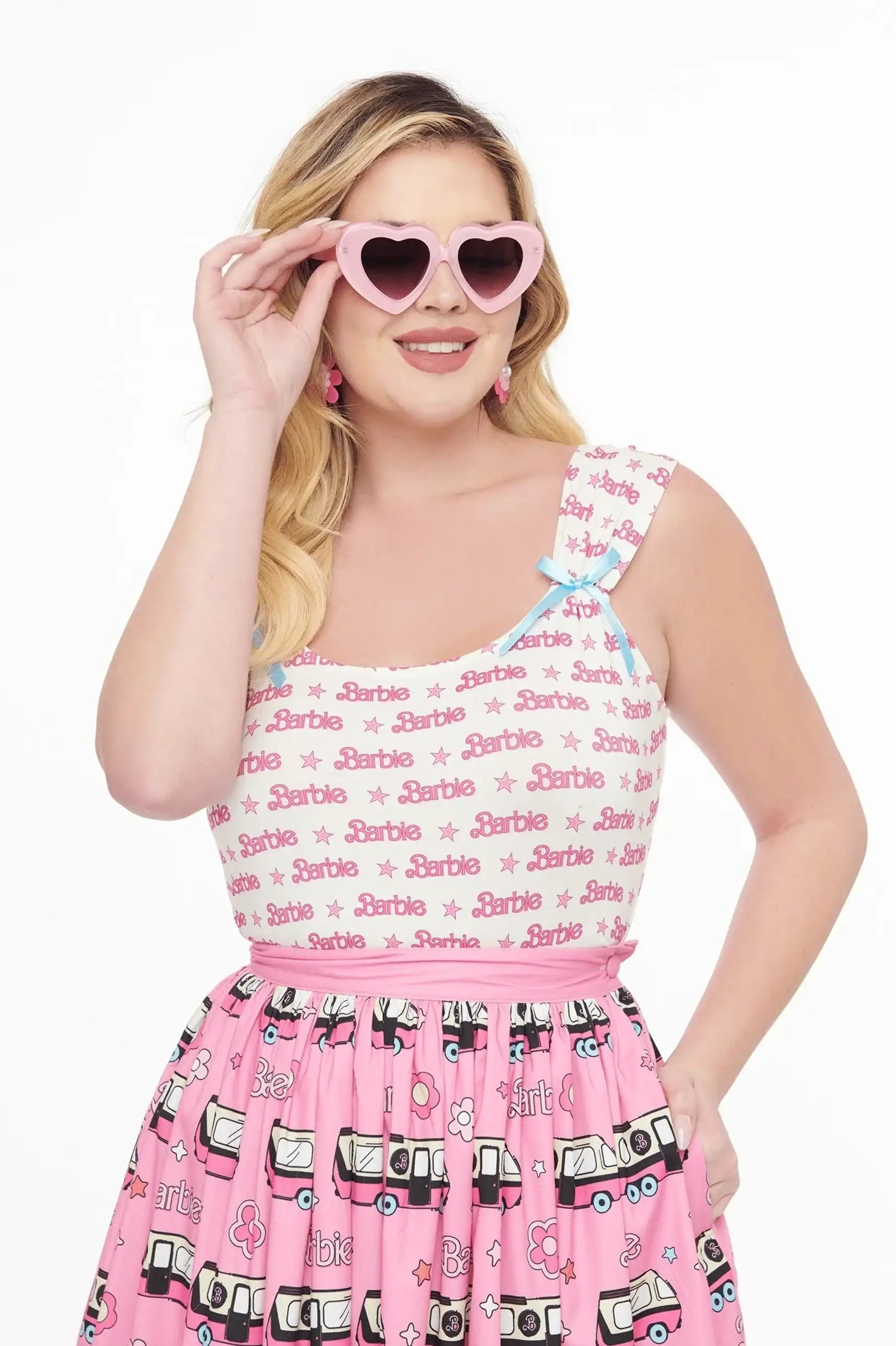 Barbie X Unique Vintage White & Pink Barbie Print Tank Top Cami Top by Unique Vintage as seen on celebrities