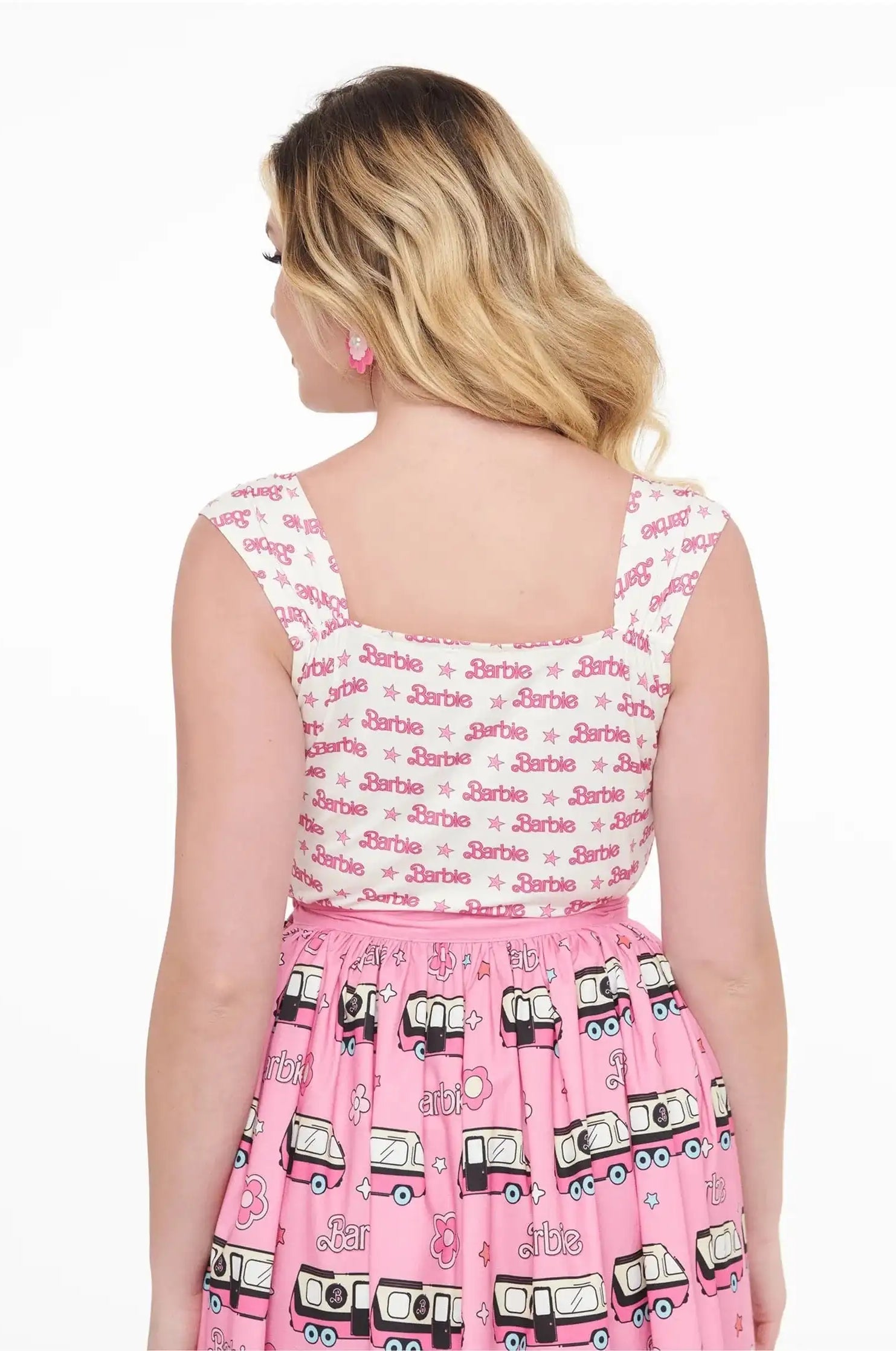 Barbie X Unique Vintage White & Pink Barbie Print Tank Top Cami Top by Unique Vintage as seen on celebrities