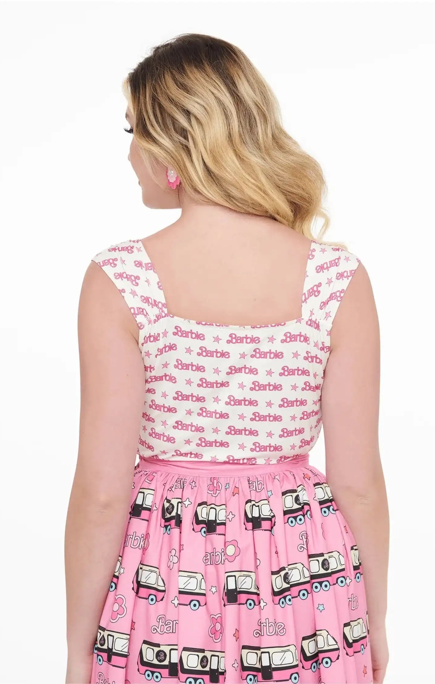 Barbie X Unique Vintage White & Pink Barbie Print Tank Top Cami Top by Unique Vintage as seen on celebrities
