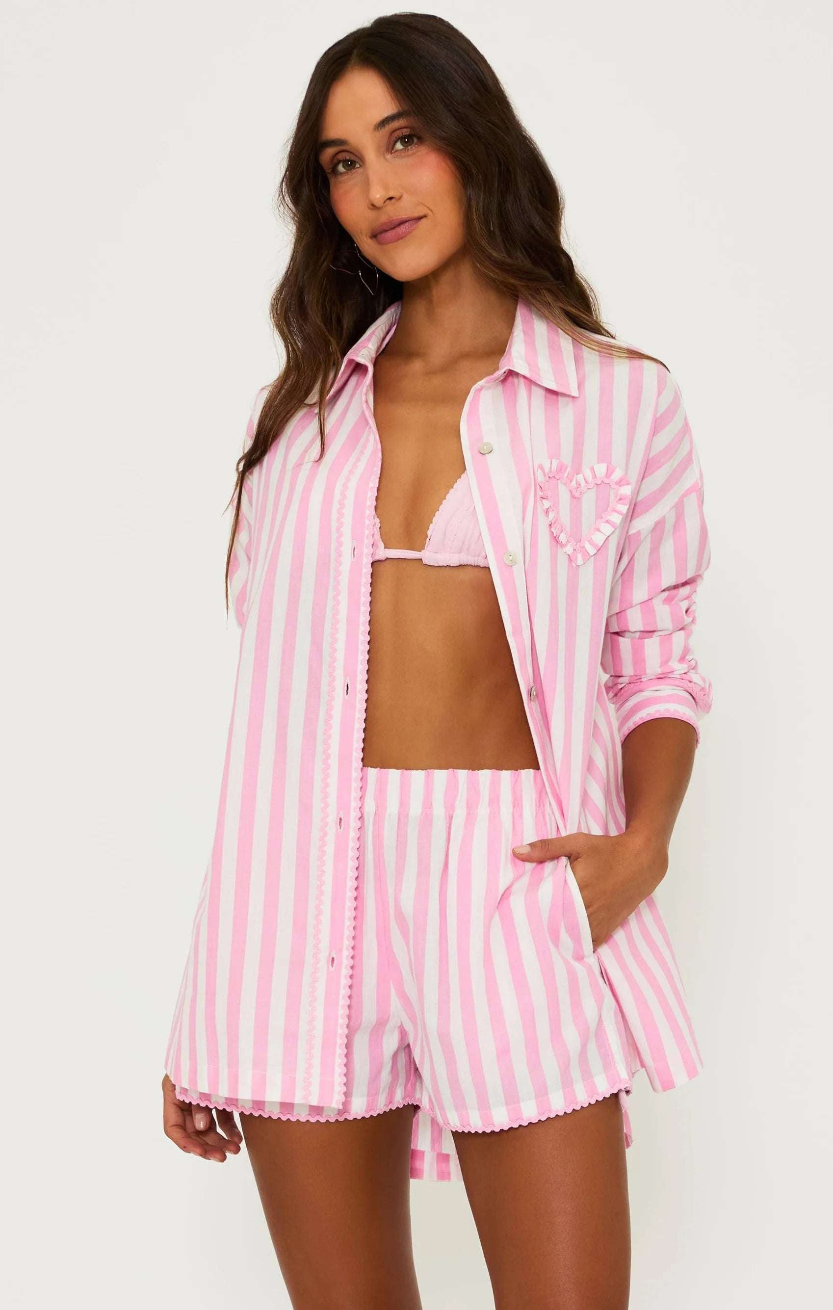 Beach Riot Cassidy Prism Pink Blouse Shirt by Beach Riot as seen on celebrities