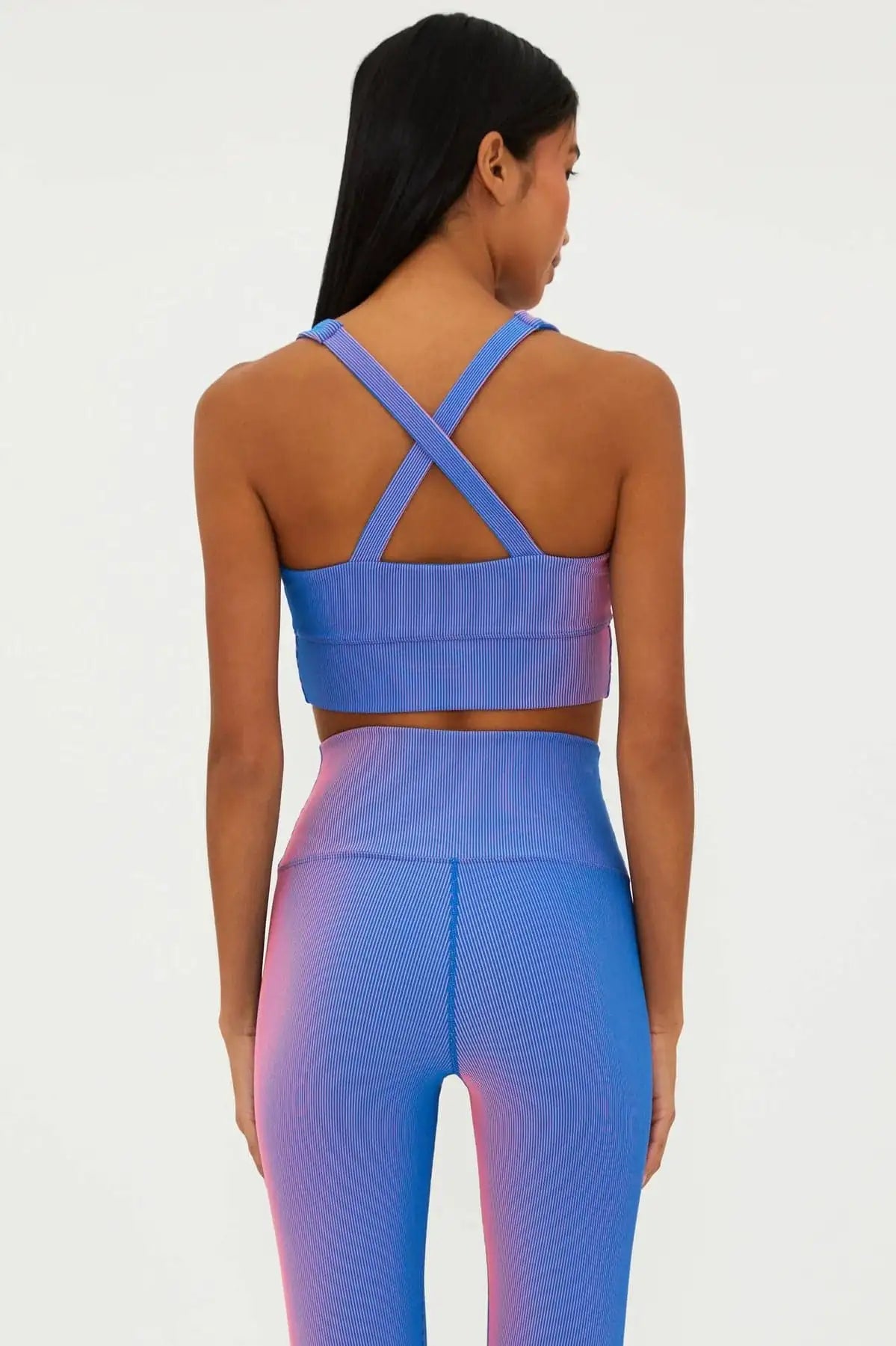 Beach Riot Mindy Gym Top in Imperial Two Tone Rib Crop Top by Beach Riot as seen on celebrities