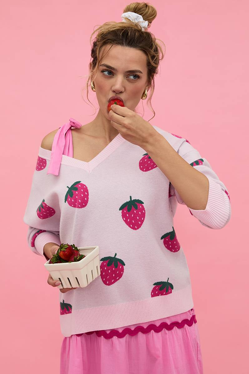 Beach Riot Joey Strawberry Sweatshirt Jumper by Beach Riot as seen on celebrities
