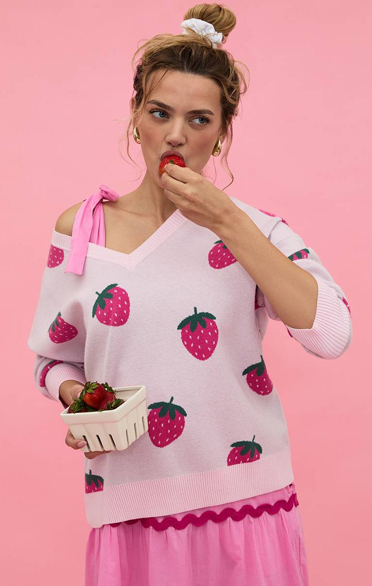 Beach Riot Joey Strawberry Sweatshirt Jumper by Beach Riot as seen on celebrities