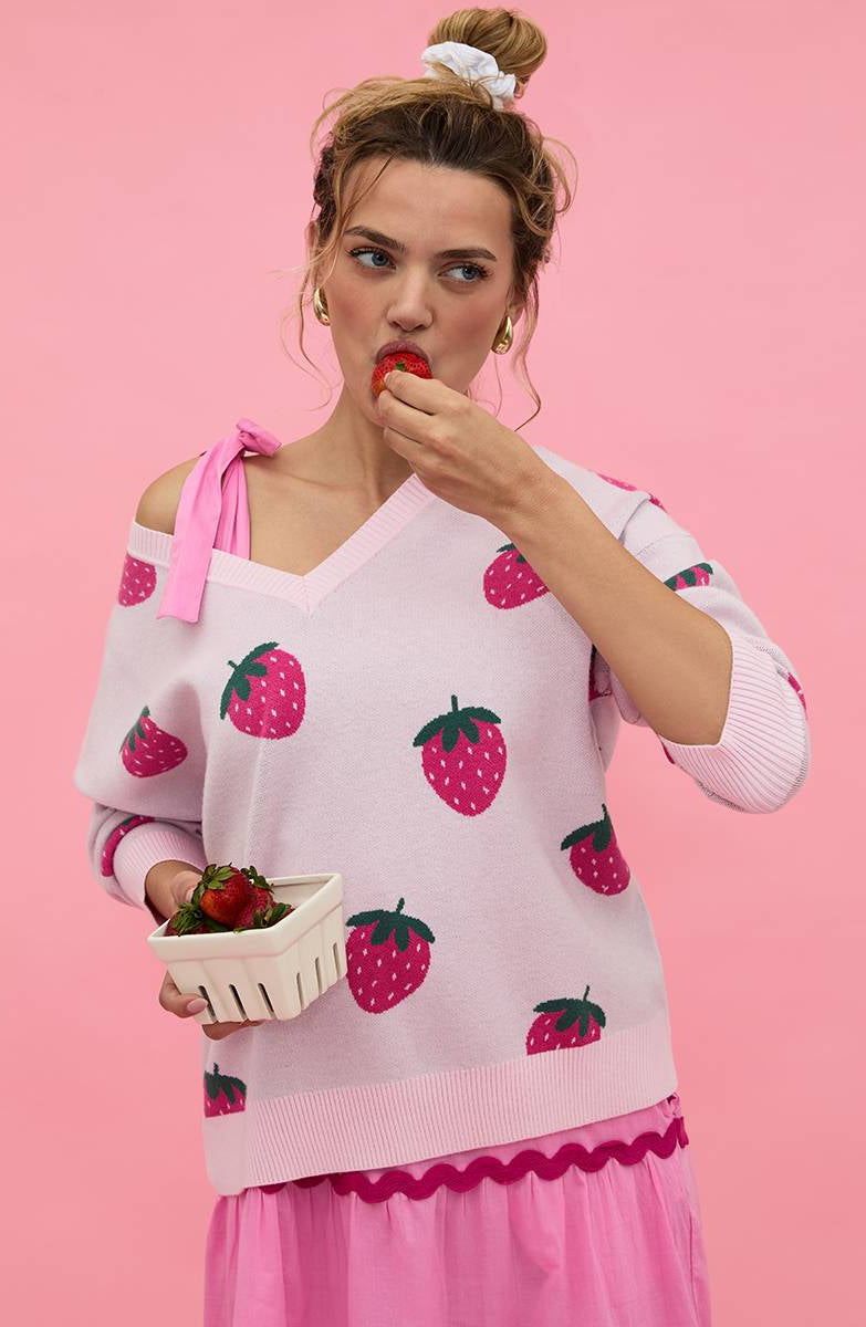 Beach Riot Joey Strawberry Sweatshirt Jumper by Beach Riot as seen on celebrities