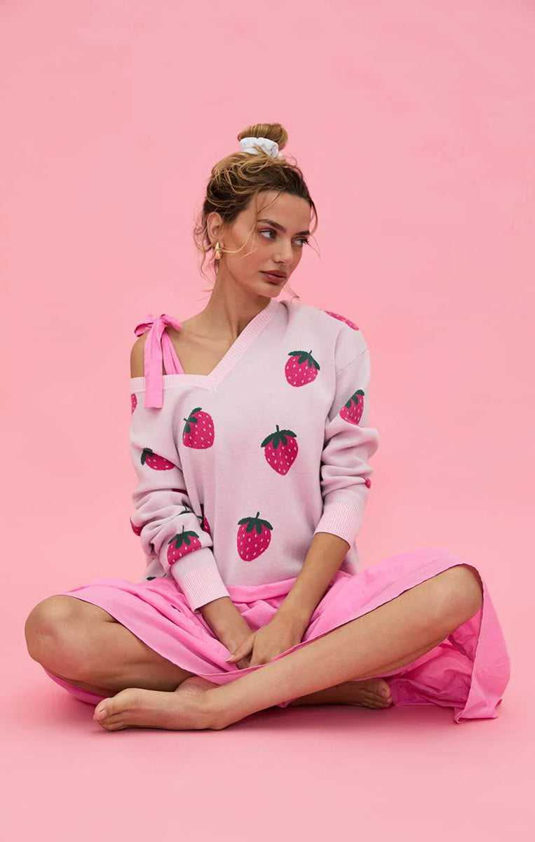 Beach Riot Joey Strawberry Sweatshirt Jumper by Beach Riot as seen on celebrities