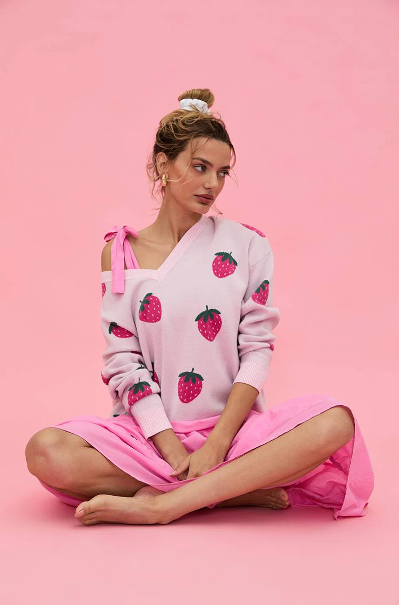 Beach Riot Joey Strawberry Sweatshirt Jumper by Beach Riot as seen on celebrities