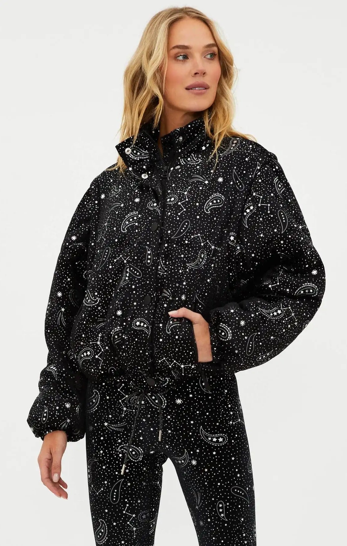 Beach Riot Kris Convertible Shooting Stars Puffer Jacket Jacket by Beach Riot as seen on celebrities