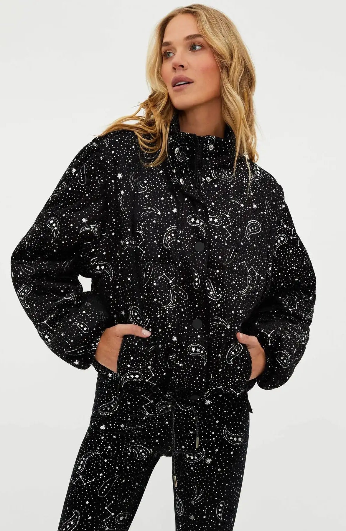 Beach Riot Kris Convertible Shooting Stars Puffer Jacket Jacket by Beach Riot as seen on celebrities