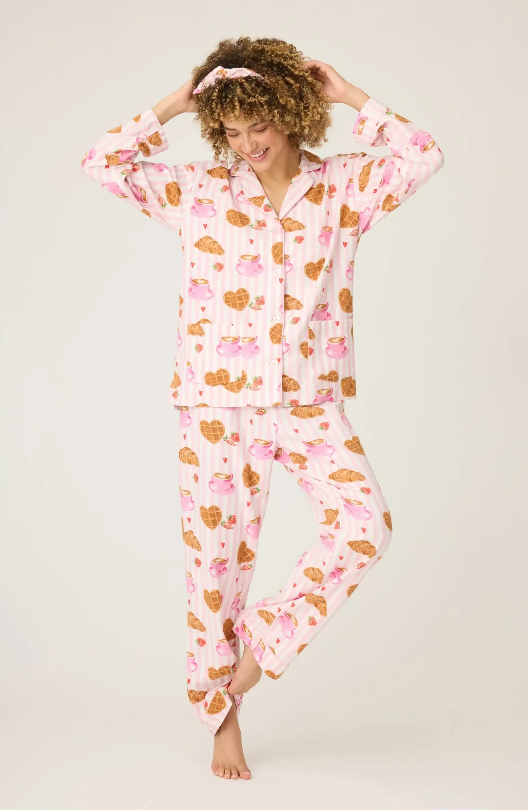 PJ Salvage Brunch Club Breakfast 3-Piece Flannel PJ Set