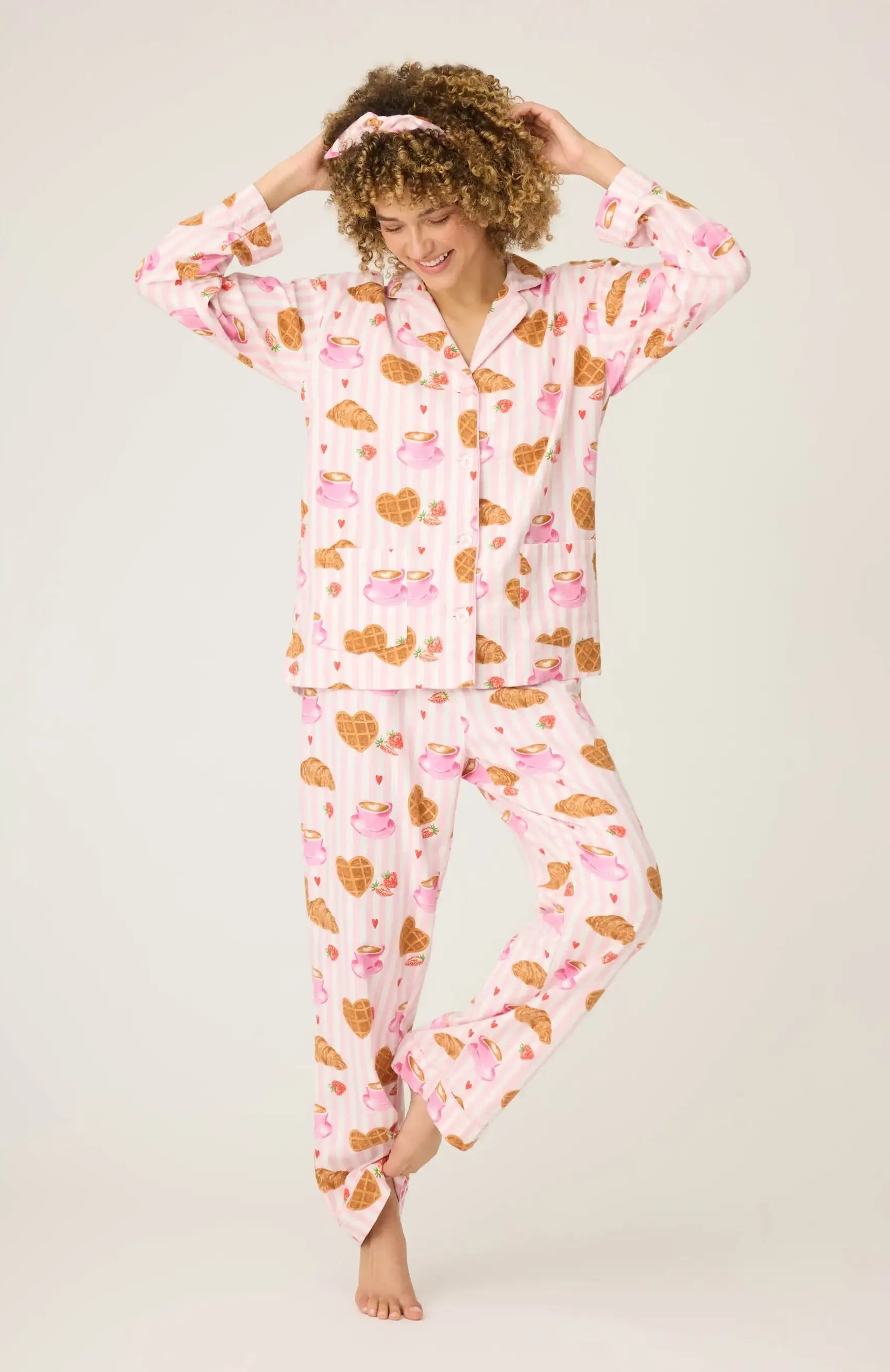 PJ Salvage Brunch Club Breakfast 3-Piece Flannel PJ Set