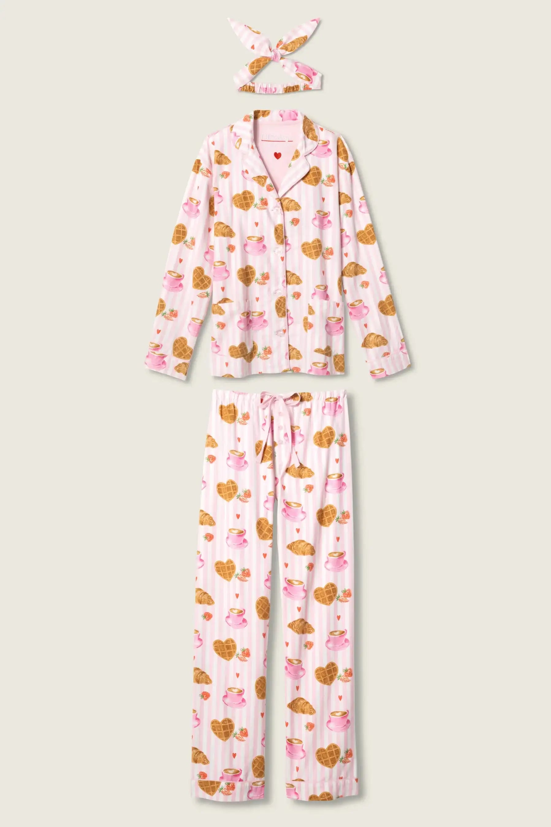 PJ Salvage Brunch Club Breakfast 3-Piece Flannel PJ Set