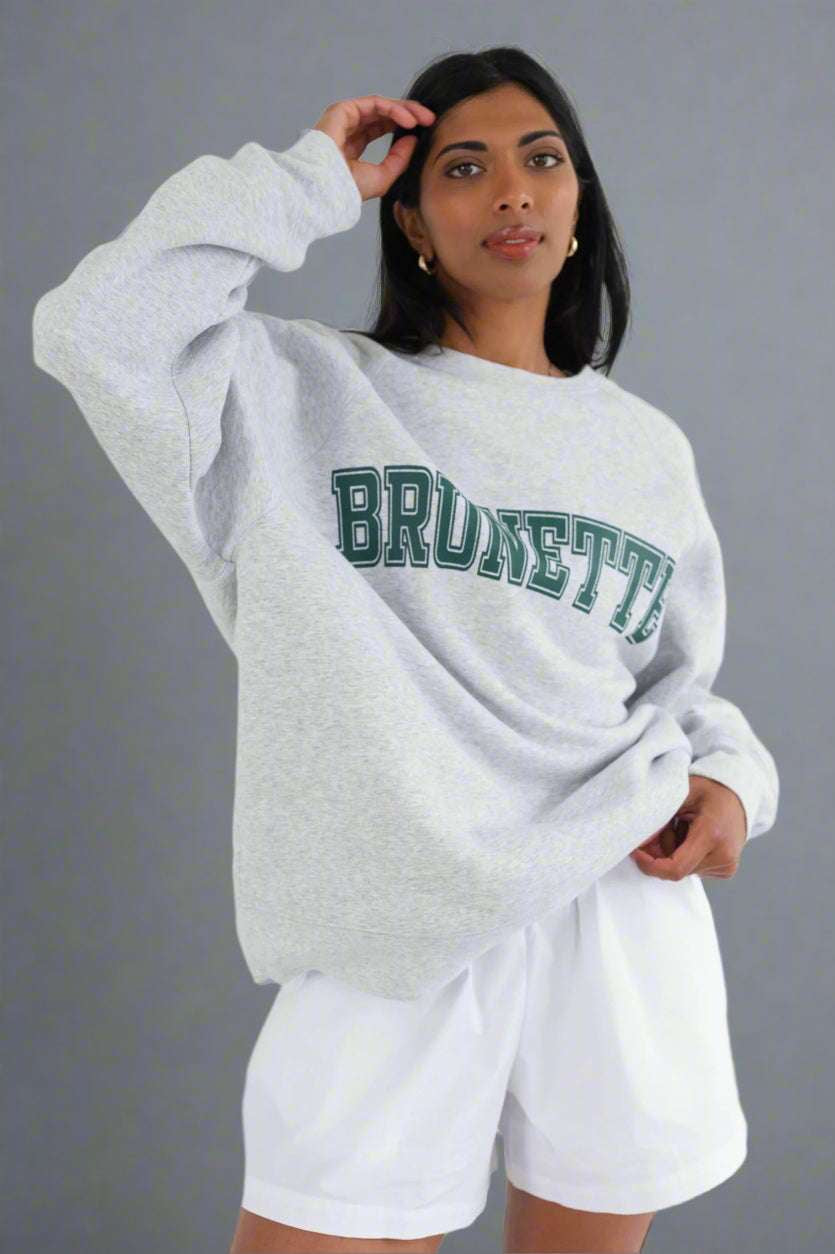 Brunette The Label "Brunette" Grey Varsity Hair Colour Not Your Boyfriend's Crew