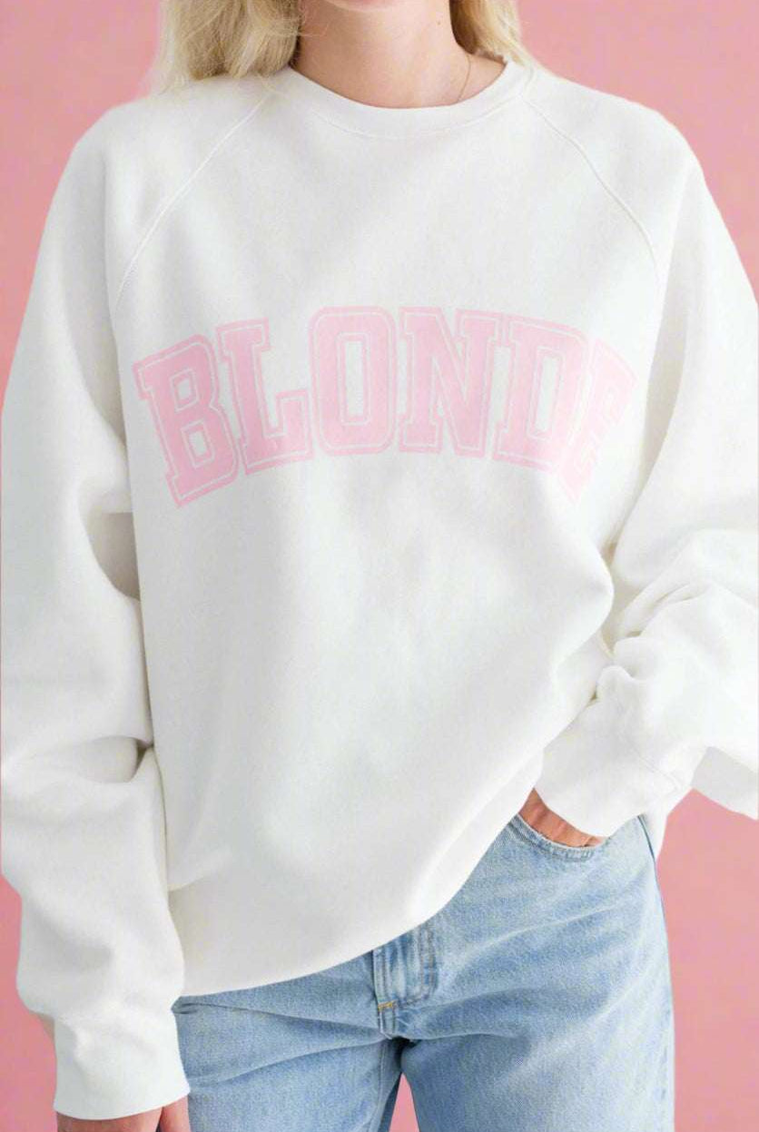 Brunette The Label "Blonde" Varsity Hair Colour Not Your Boyfriend's Crew Sweater