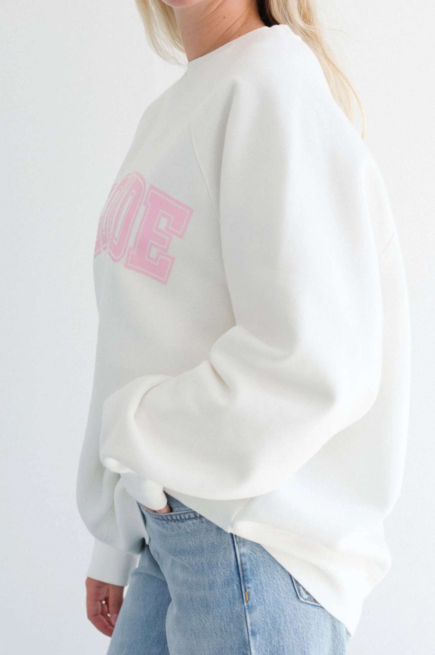 Brunette The Label "Blonde" Varsity Hair Colour Not Your Boyfriend's Crew Sweater