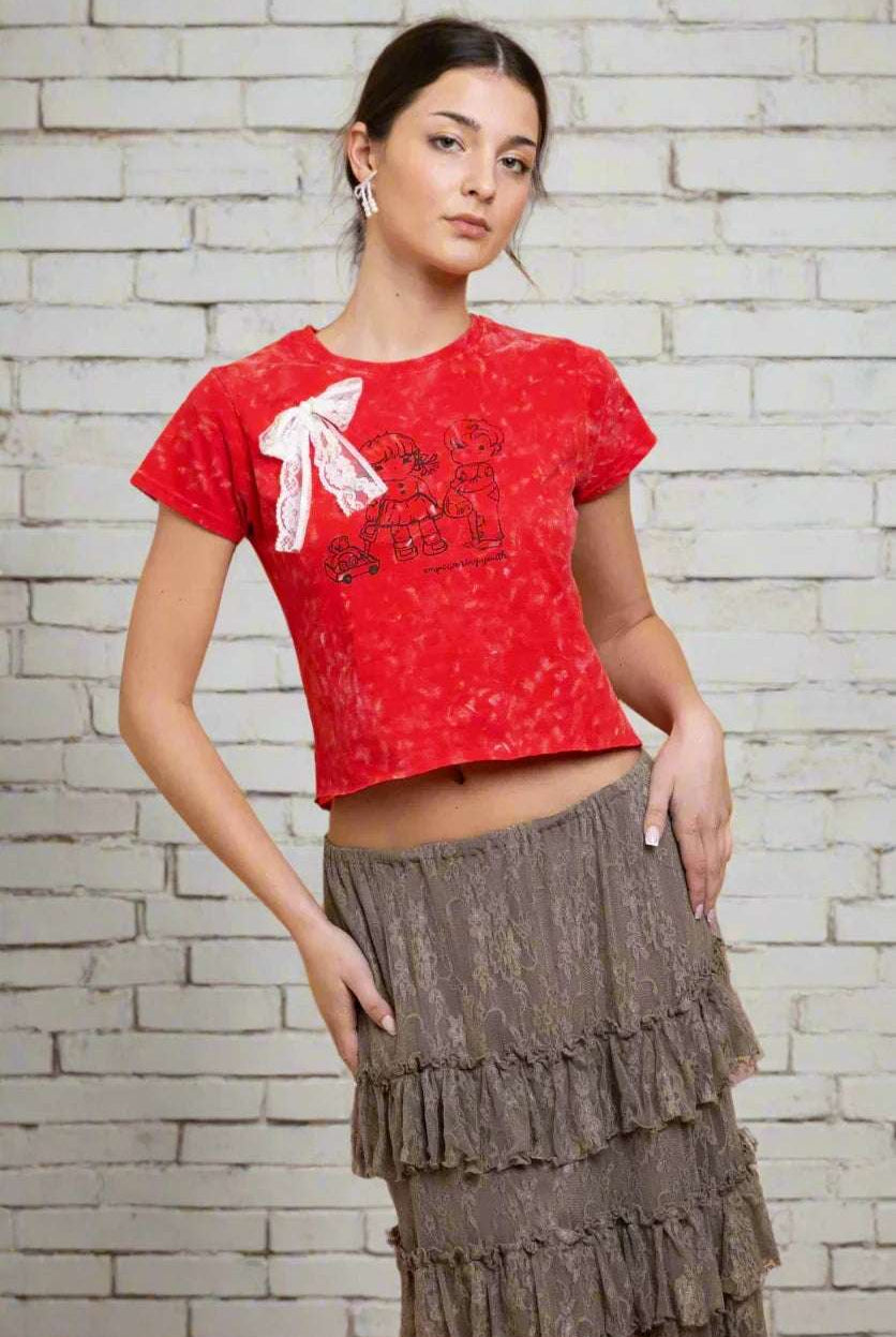 Daisy Street Youth Snow Washed Baby Tee T-Shirts by Daisy Street as seen on celebrities