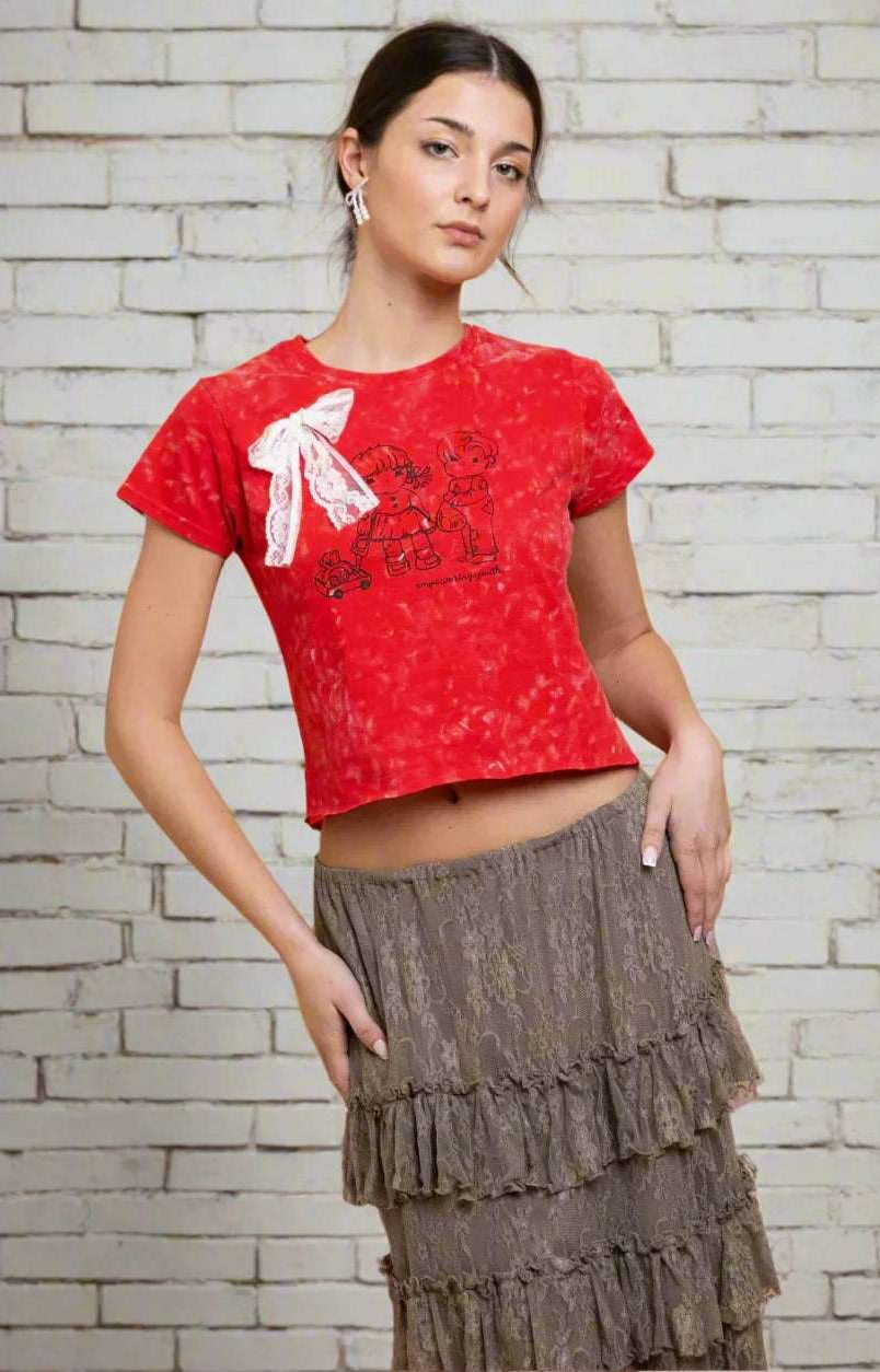 Daisy Street Youth Snow Washed Baby Tee T-Shirts by Daisy Street as seen on celebrities