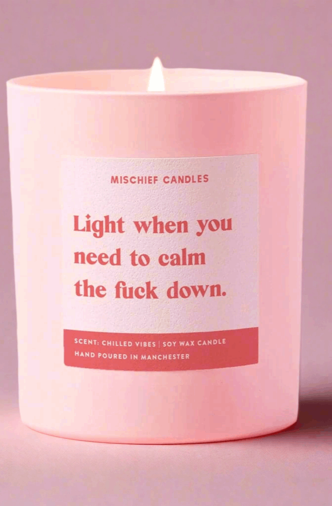 Funny Calm the Fuck Down Friendship Gift Funny Candle Candles by Mischief Candles as seen on celebrities