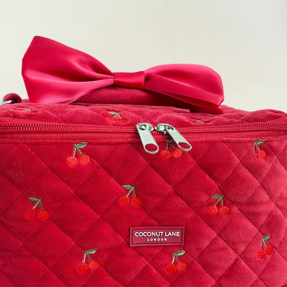 Coconut Lane Travel Vanity Case in Cherry Velvet