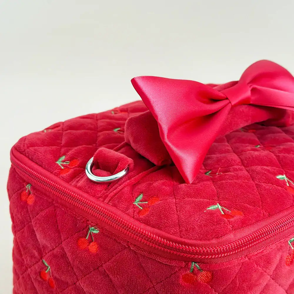 Coconut Lane Travel Vanity Case in Cherry Velvet