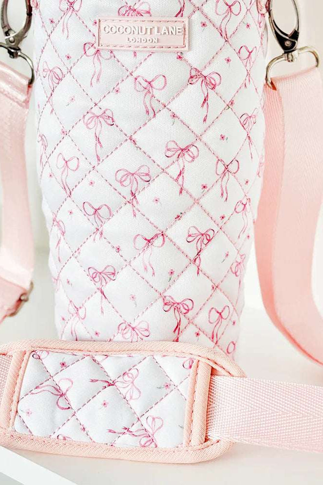 Coconut Lane Quilted Dainty Bows Tumbler Carry Case Water Bottle by Coconut Lane as seen on celebrities