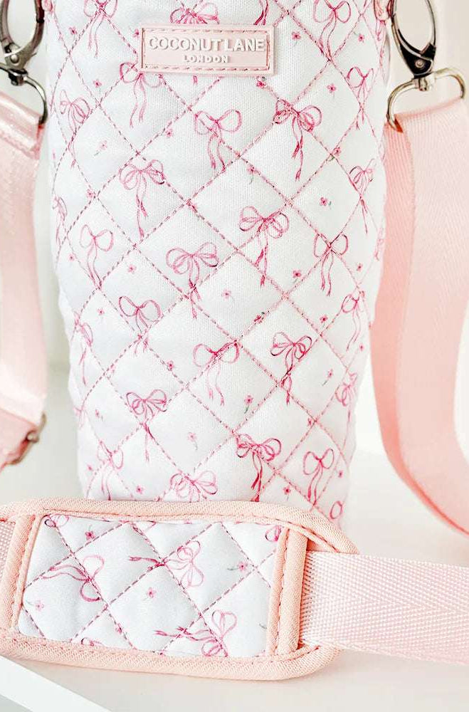 Coconut Lane Quilted Dainty Bows Tumbler Carry Case Water Bottle by Coconut Lane as seen on celebrities